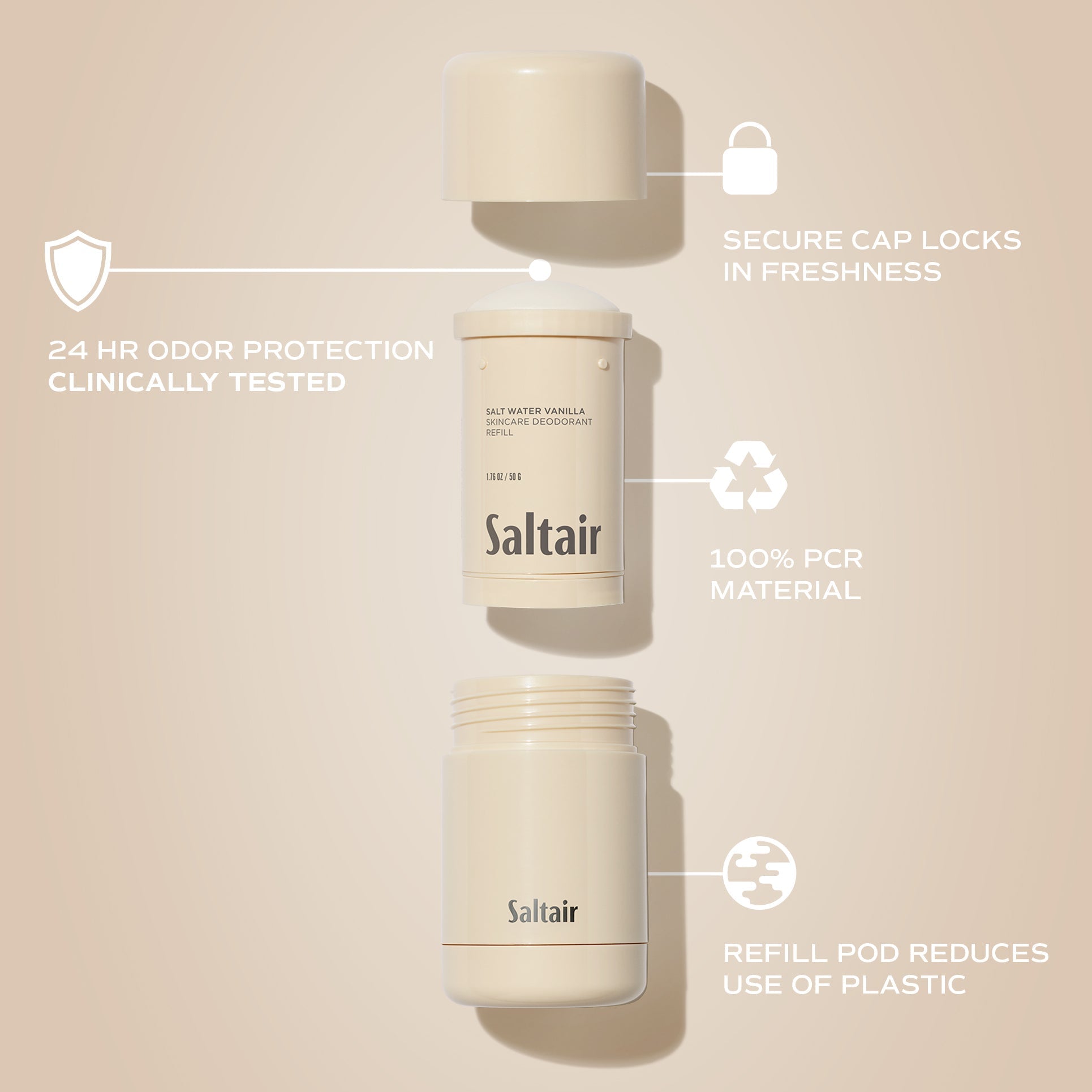 Salt Water Vanilla - Skincare Deodorant Refill Pod